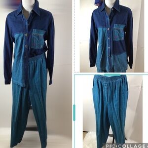 Vintage Amica 2pc shirt jacket pants set